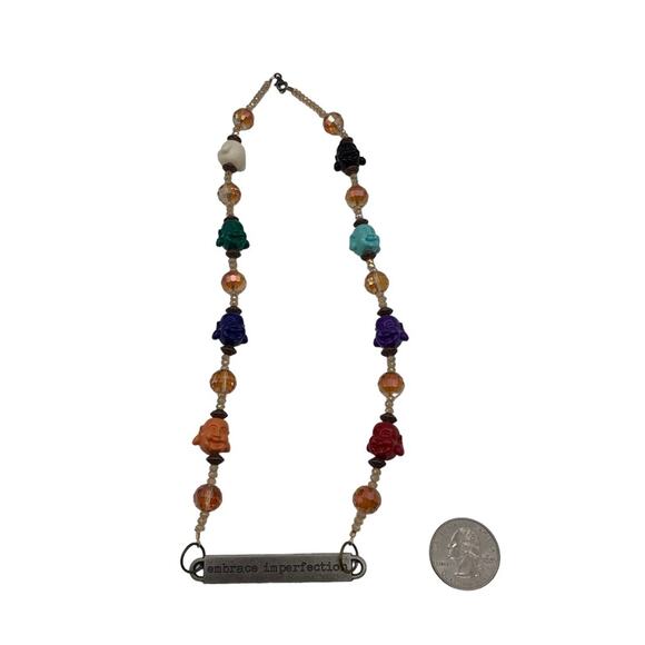 Embrace Imperfection Beaded Colorful Buddha Necklace - Picture 2 of 14